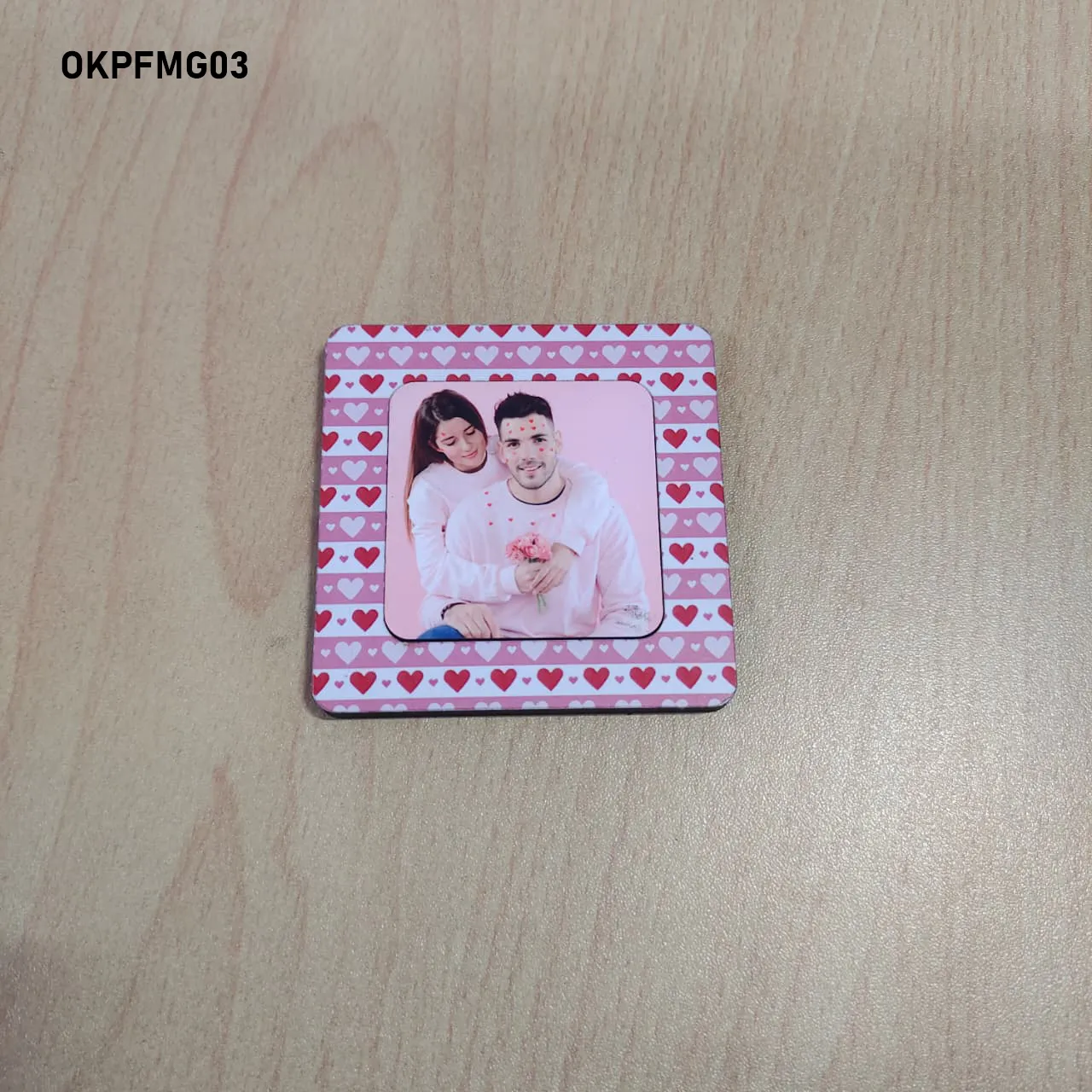 Blank Love Heart Pattern Square Printed Fridge Magnet 3in