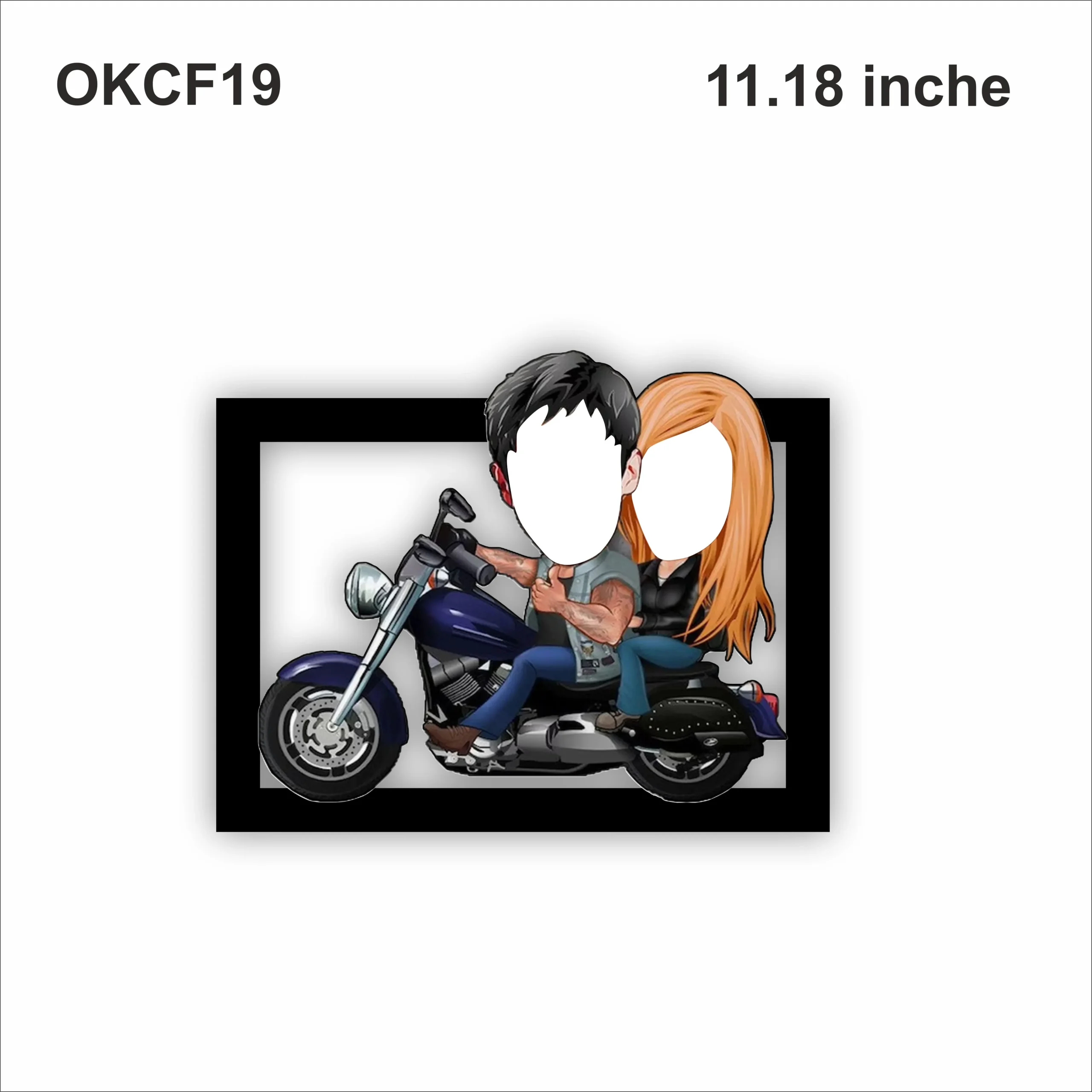 Blank Couple Bike Ride Caricature Photo Frame OKCF19 11x14in