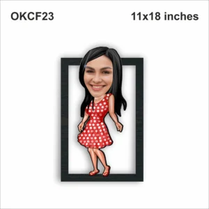 Blank Red Dress Girl Caricature Photo Frame OKCF23 11x18in