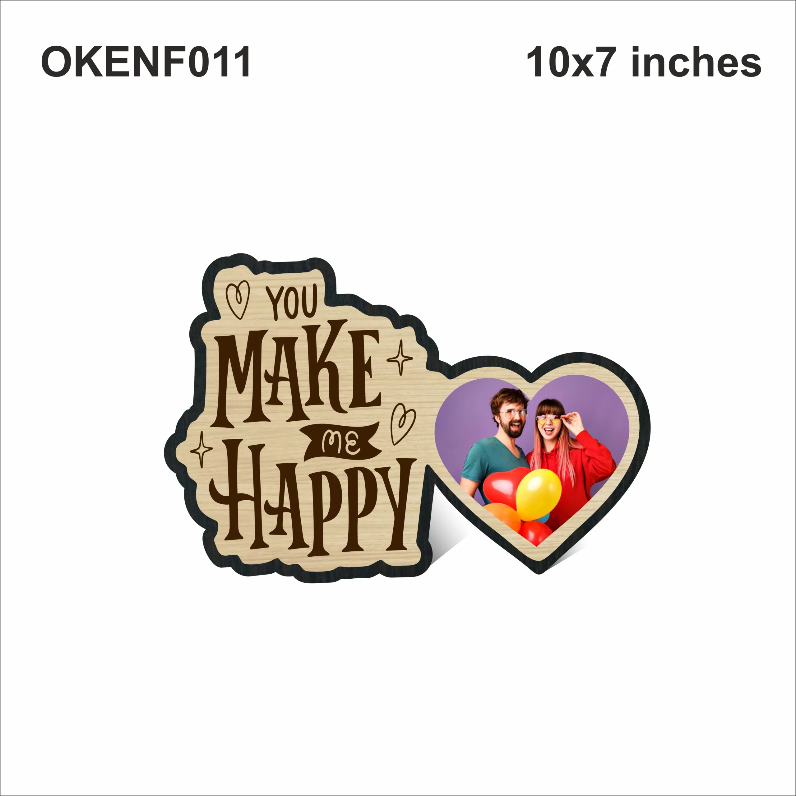 Blank You Make Me Happy Heart Photo Frame 10x7in