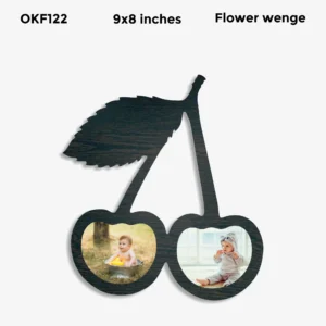 Blank Cherry Leaf Double Photo Frame 9x8in