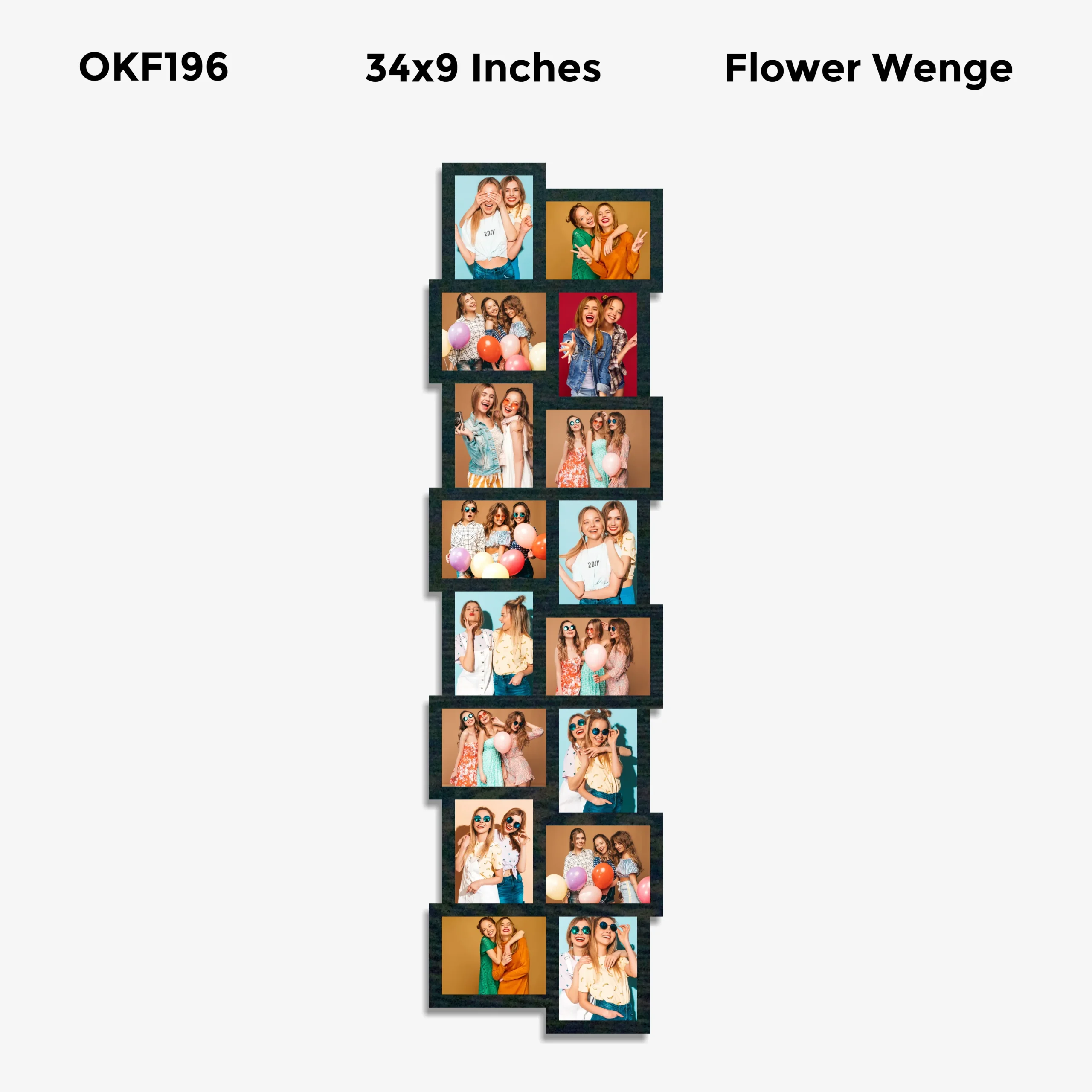 Blank Vertical Strip Collage Photo Frame 34x9in