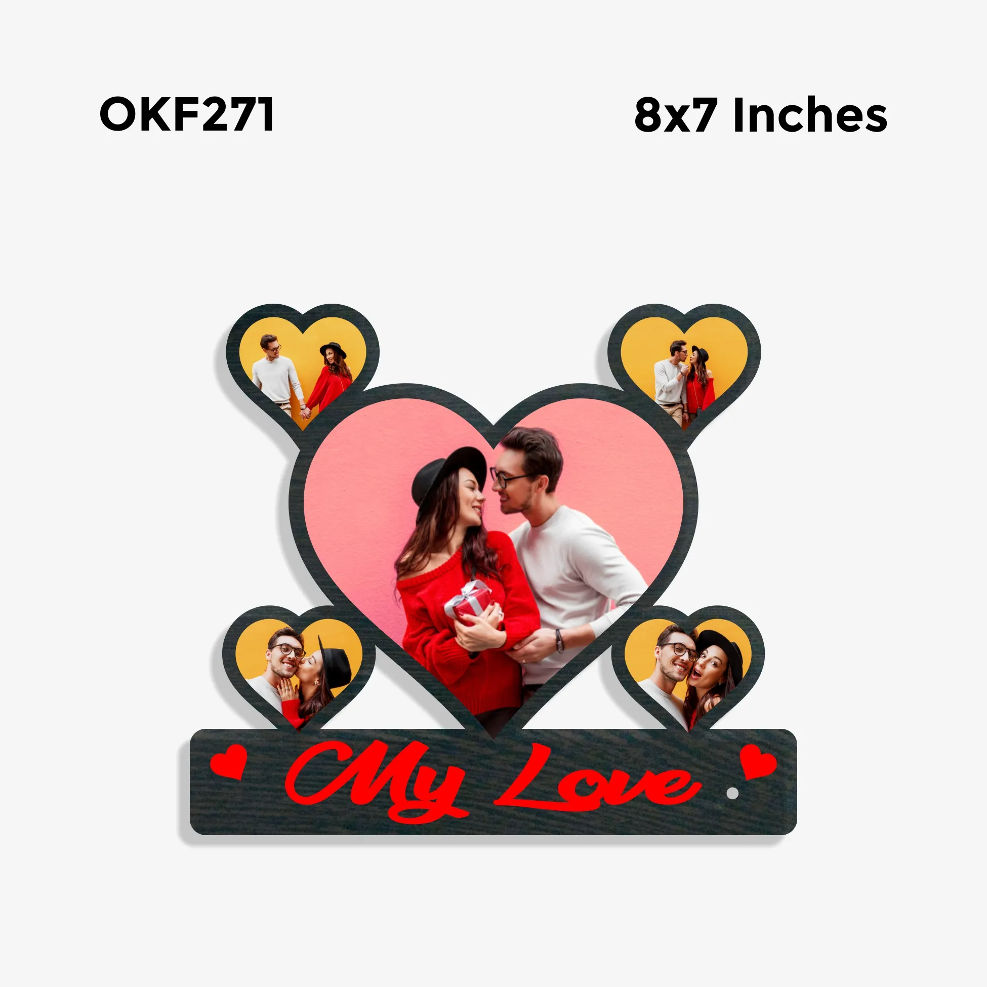 Blank My Love Heart Couple Photo Frame 8x7in
