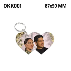 Blank Double Heart Photo Keychain 87x50mm