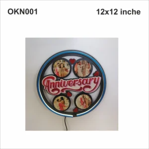 Blank Anniversary Round Neon Photo Frame 12x12in