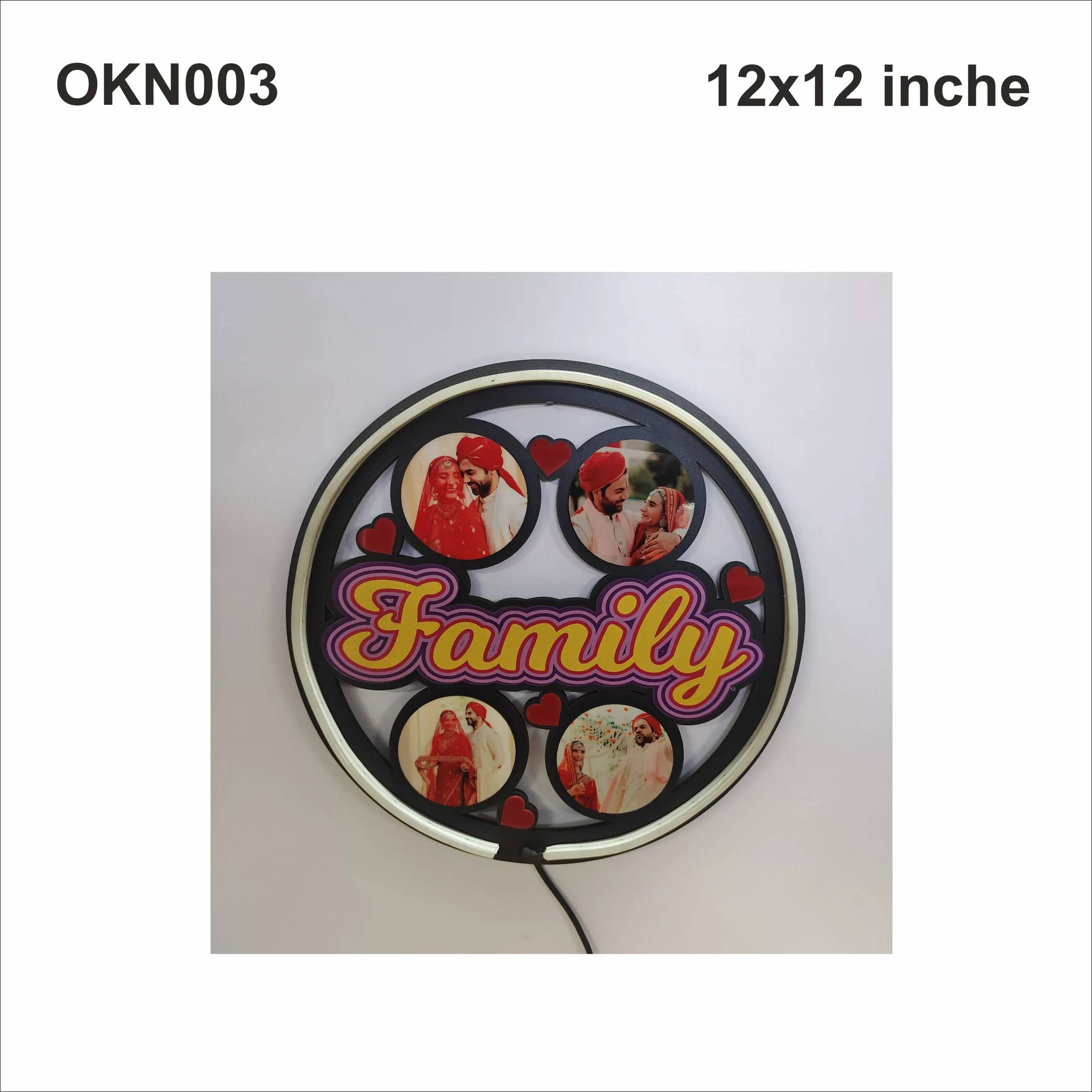 Blank Family Round Neon Photo Frame 12x12in