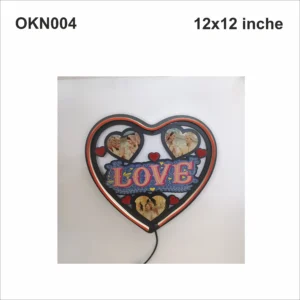 Blank Love Heart Neon Photo Frame 12x12in