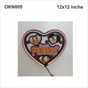 Blank Best Friends Heart Neon Photo Frame 12x12in