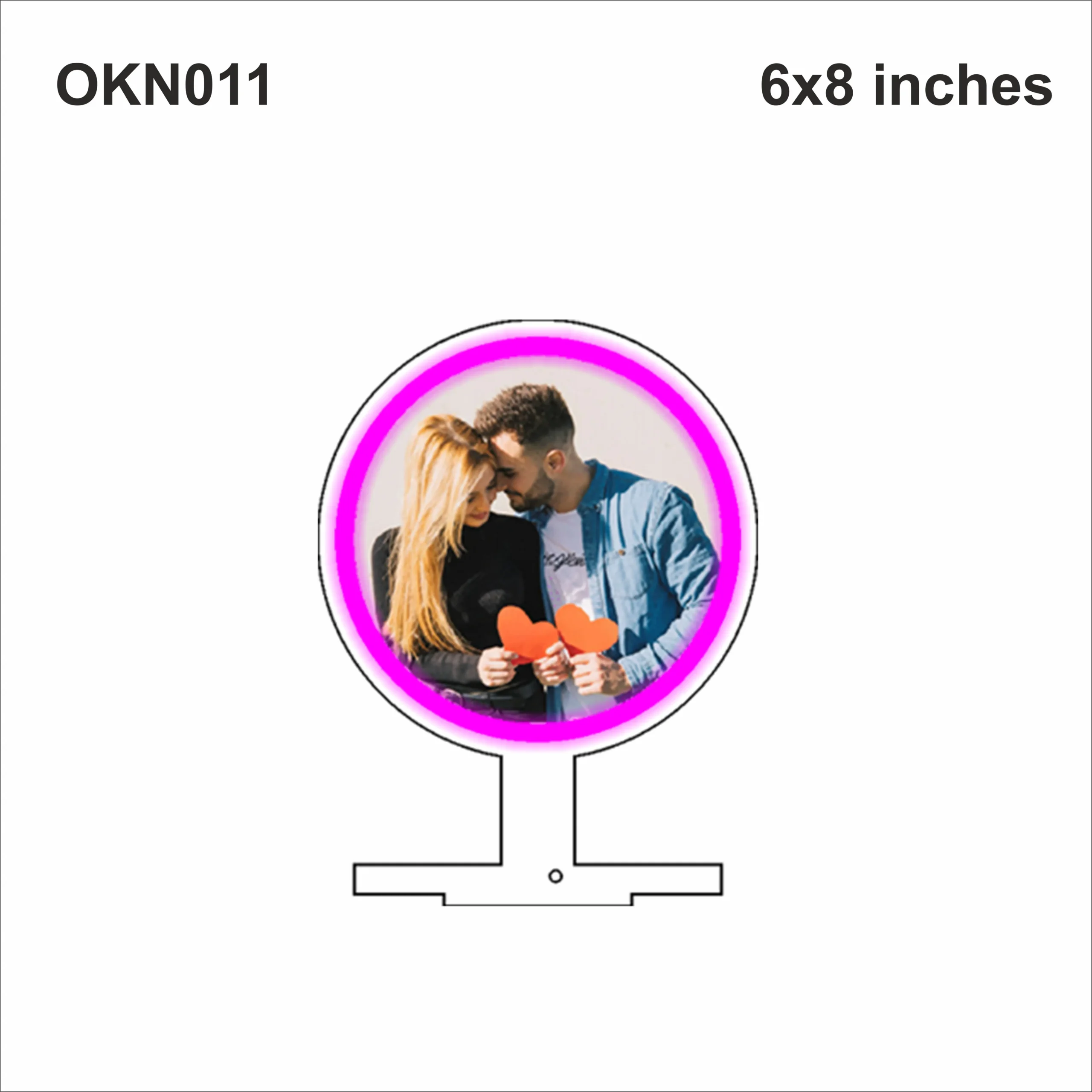 Blank Round Neon Photo Frame 6x8in