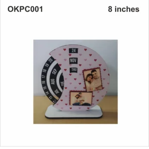 Blank White Heart Printed Calendar Photo Frame 8in